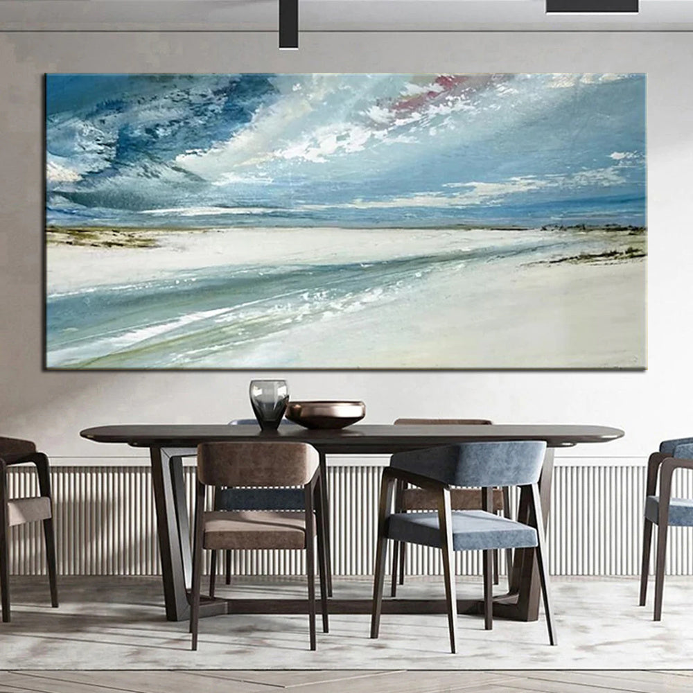 Hand Painted Oil Paintings Abstract Seascape Painting Beach Ocean Living Room Hallway Luxurious Decorative Painting