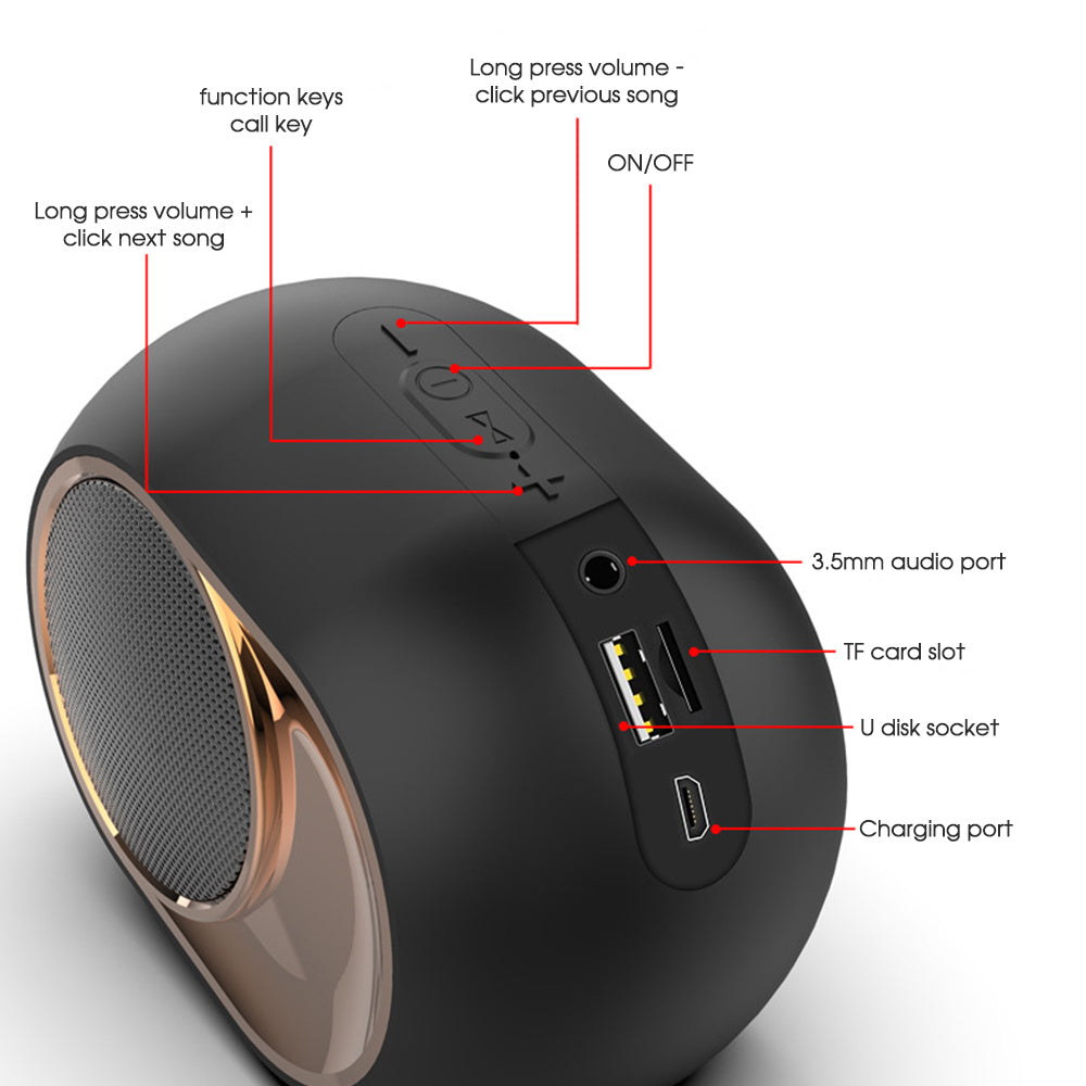 Powerful Rock Bass Subwoofer Built-in HD Microphone Sound Box 8 Hours Listening Time Portable Bluetooth Wireless Speakers