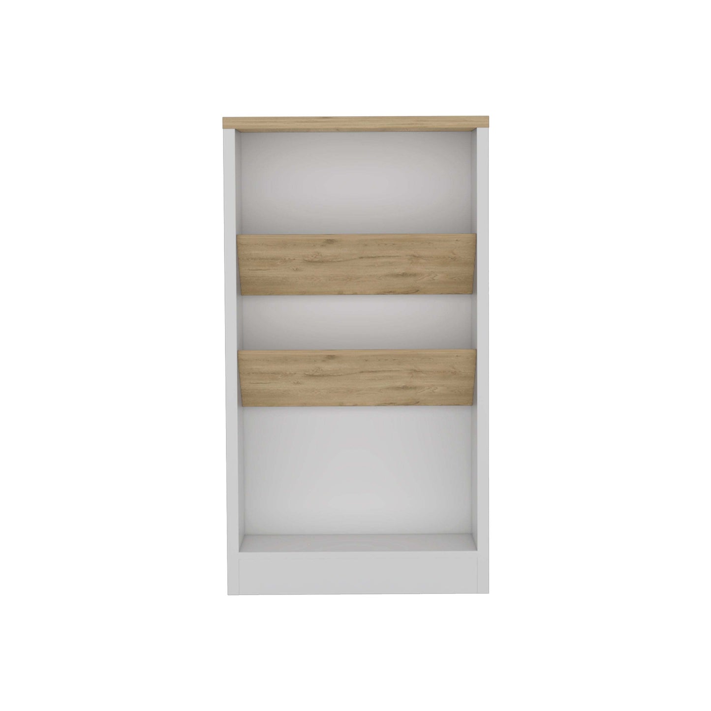 DEPOT E-SHOP Kenton Kitchen Island with 2 Bottle Organizer and Shelf, White / Macadamia