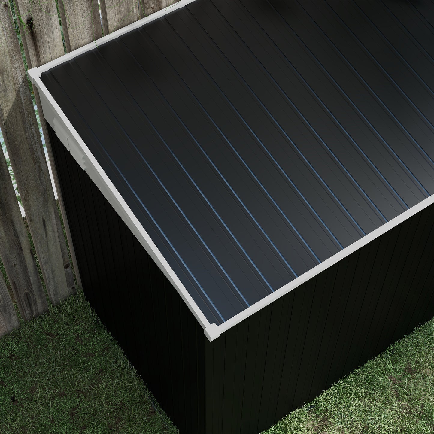 Outsunny 4' x 8' Metal Outdoor Storage Shed, Lean to Storage Shed, Garden Tool Storage House with Lockable Door and 2 Air Vents for Backyard, Patio, Lawn, Dark Gray