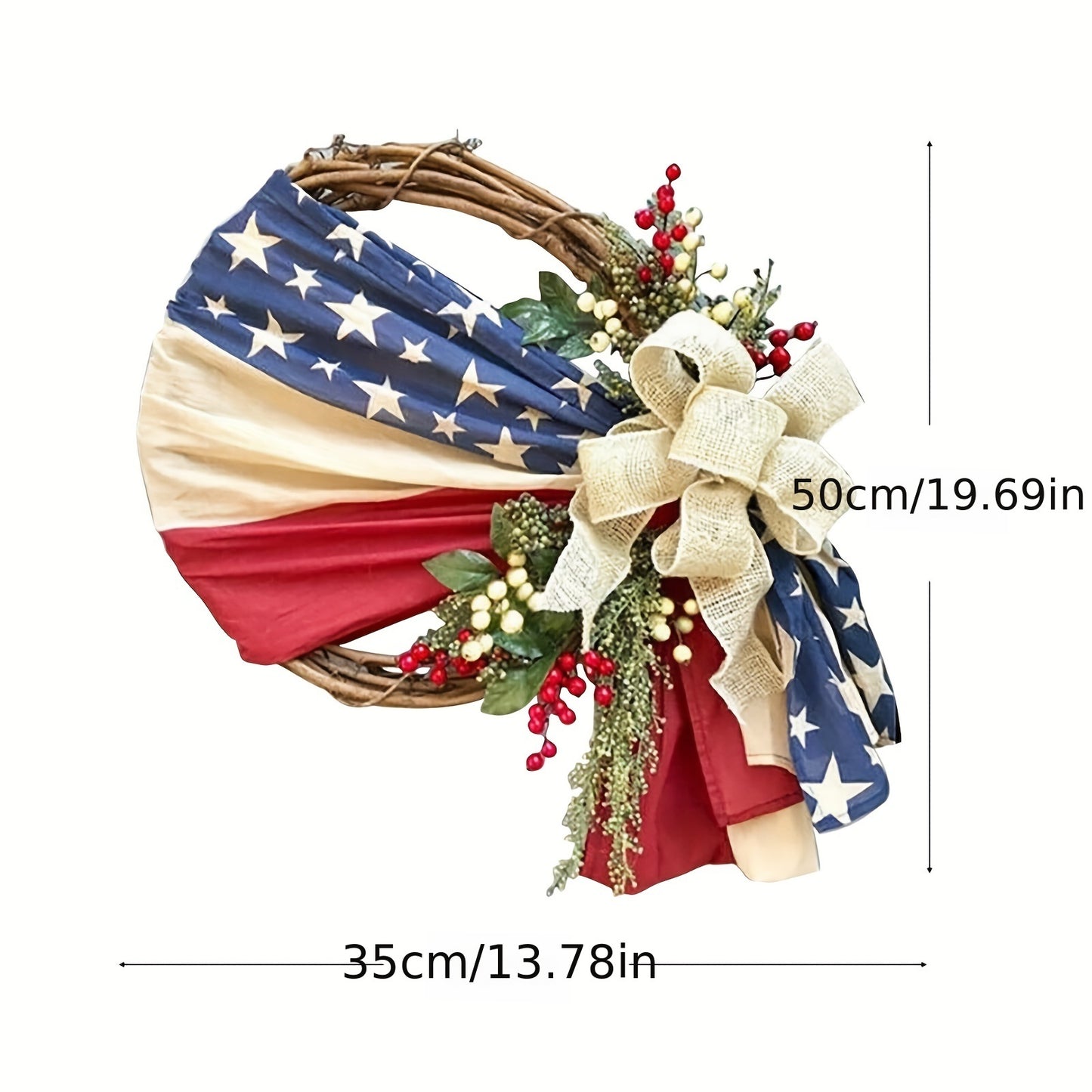 1pc; American National Day Wreath Independence Day Wreath Home Outdoor Decoration New Arrival Door Decoration; Independence Day Supplies