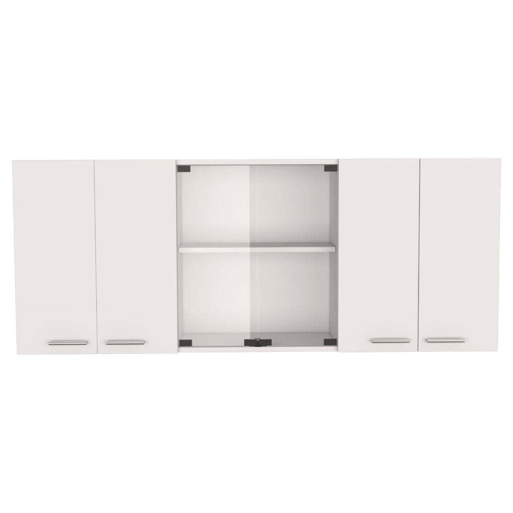 Norfolk 2 Piece Kitchen Set, Kitchen Island + Upper Wall Cabinet , White /Walnut