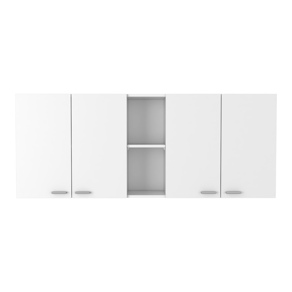 Austin 2 Piece Kitchen Set, Upper Wall Cabinet + Kitchen Island , White /Walnut