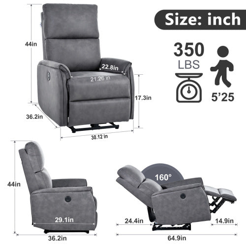 Modern Style One Seater Living Room Furniture Fabric Electric Reclining Chairs For Sale With Usb