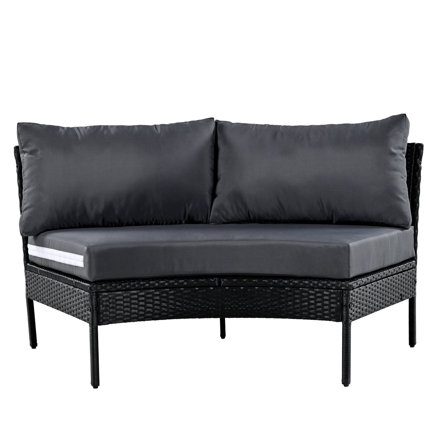 U_STYLE Patio Furniture Set, 3 Piece Curved Outdoor Conversation Set, All Weather Sectional Sofa with Cushions