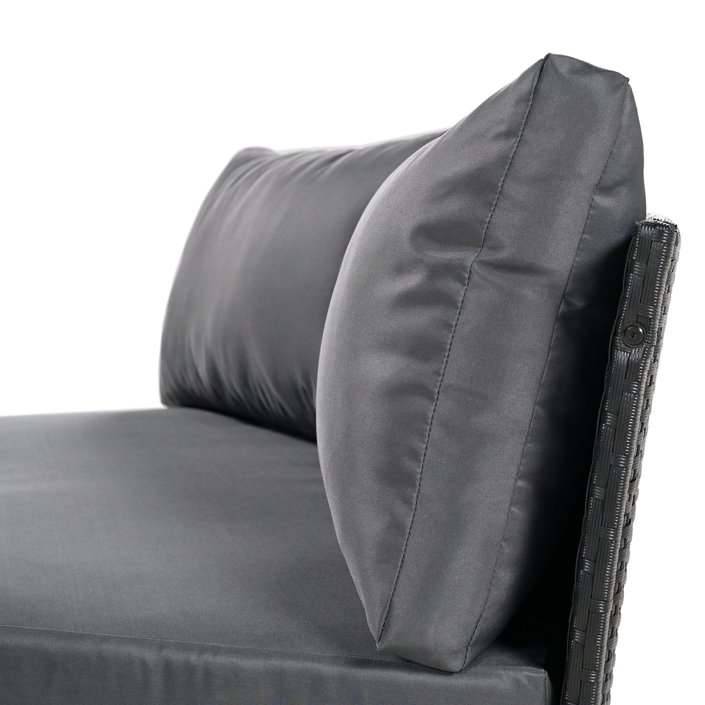 U_STYLE Patio Furniture Set, 3 Piece Curved Outdoor Conversation Set, All Weather Sectional Sofa with Cushions