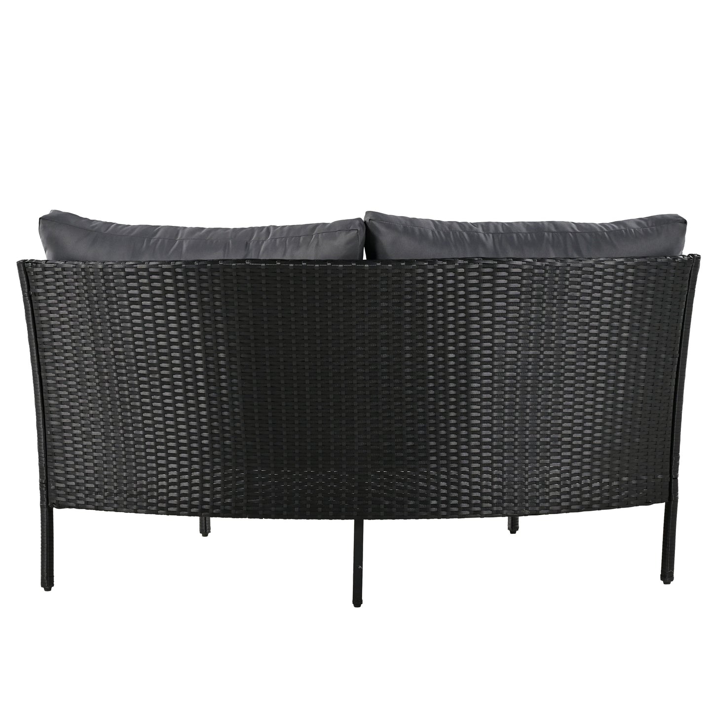 U_STYLE Patio Furniture Set, 3 Piece Curved Outdoor Conversation Set, All Weather Sectional Sofa with Cushions