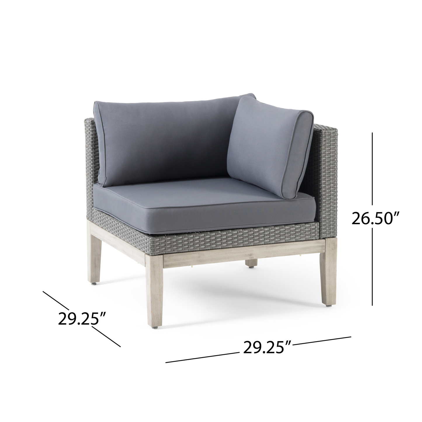 Loft Outdoor Acacia Wood and Wicker 5 Seater Sectional Sofa Set