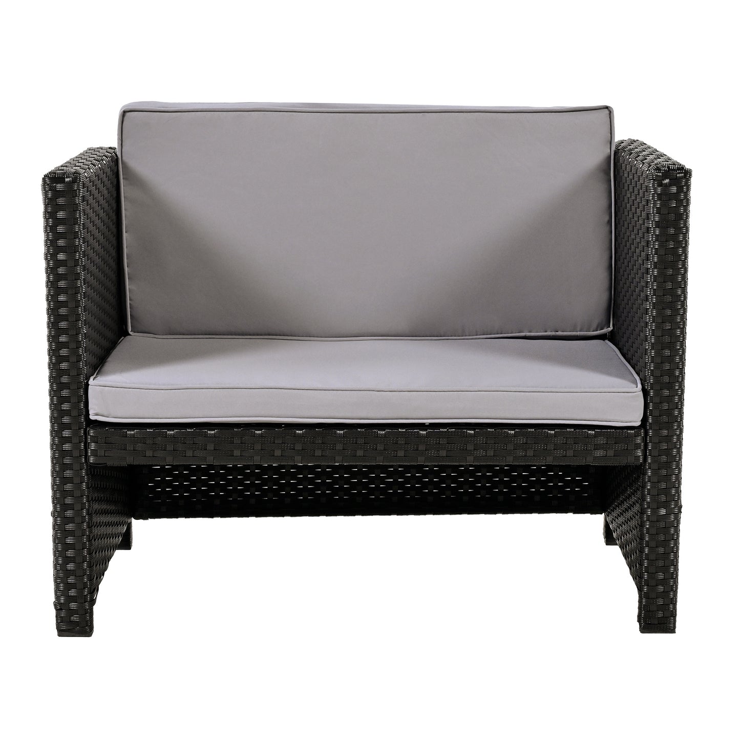 Spa Surround Spa Frame Quadrilateral Outdoor Rattan Sectional Sofa Set with Mini Sofa, Wooden Seats and Storage Spaces, Grey