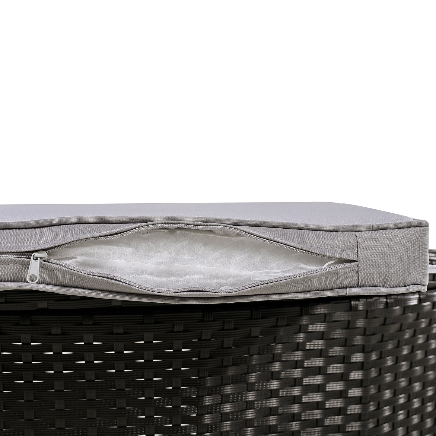 Spa Surround Spa Frame Quadrilateral Outdoor Rattan Sectional Sofa Set with Mini Sofa, Wooden Seats and Storage Spaces, Grey