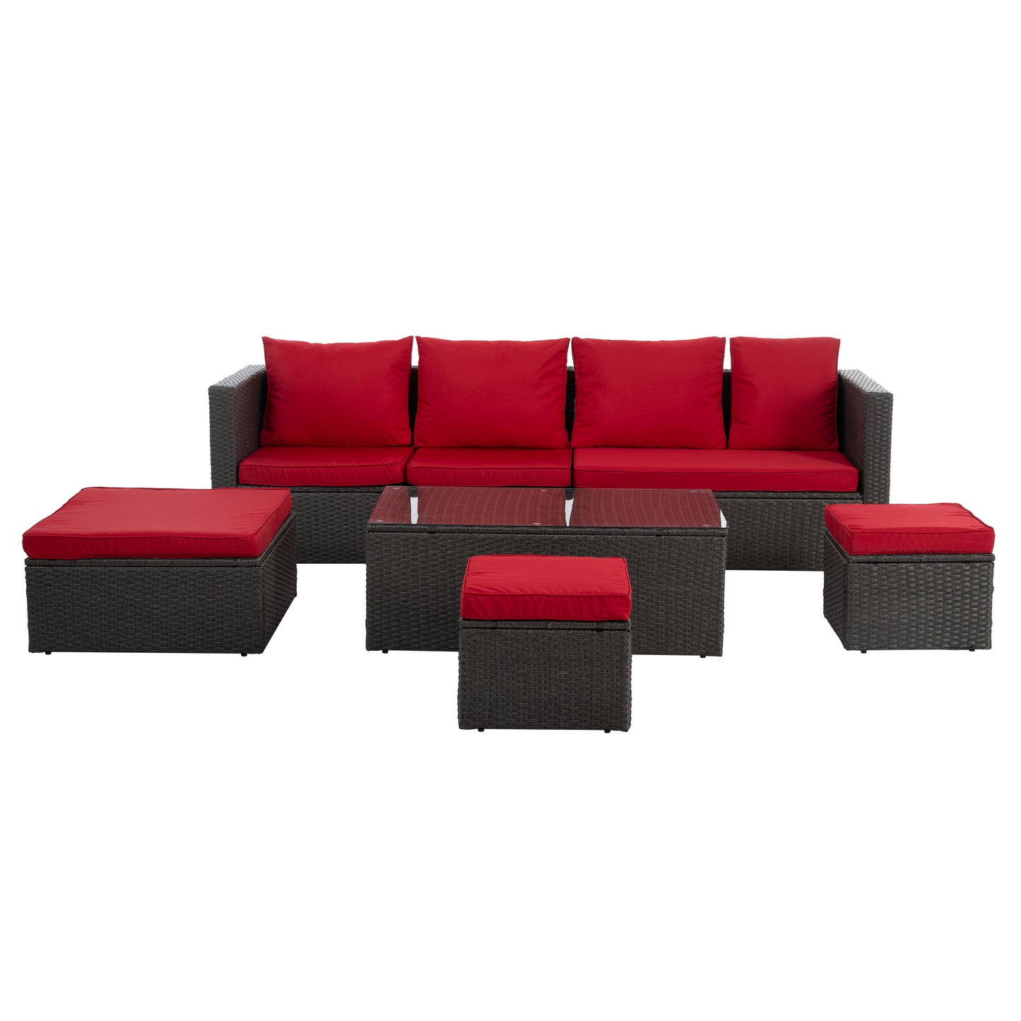 Patio Furniture, Outdoor Furniture, Seasonal PE Wicker Furniture,7 PCS Set Wicker Furniture with Lounger Sofa