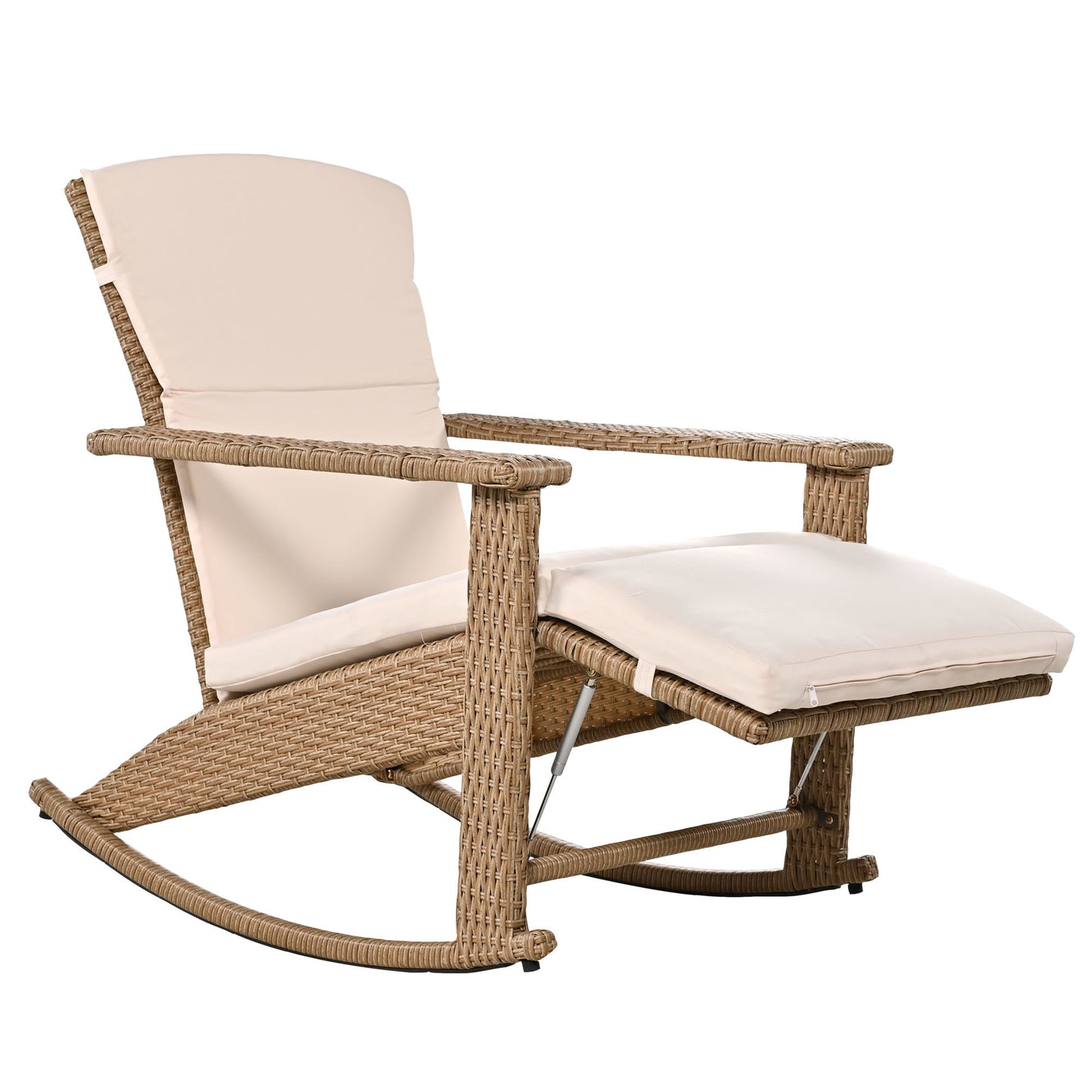 U_Style Adjustable Outdoor Wicker Double Rocking Chair with Coffee Table, Suitable for Backyard, Garden, Poolside.