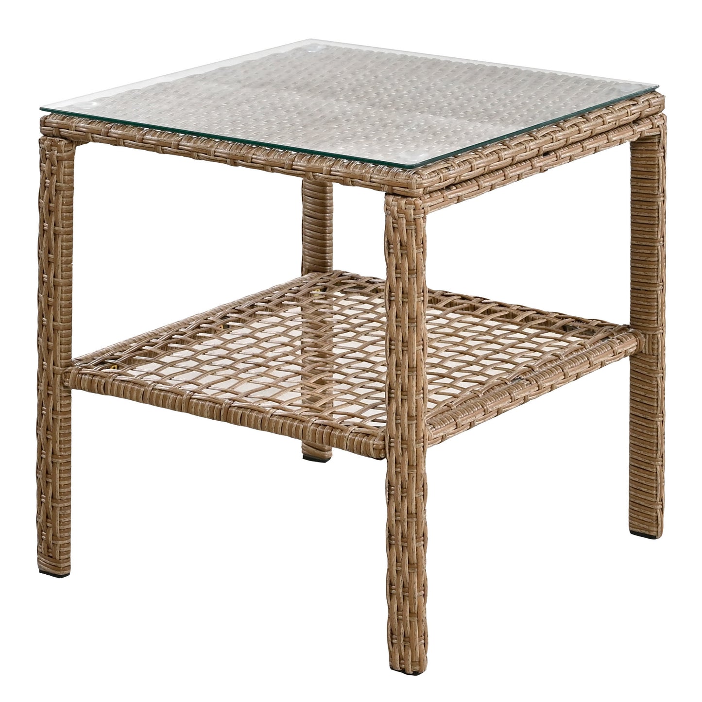 U_Style Adjustable Outdoor Wicker Double Rocking Chair with Coffee Table, Suitable for Backyard, Garden, Poolside.