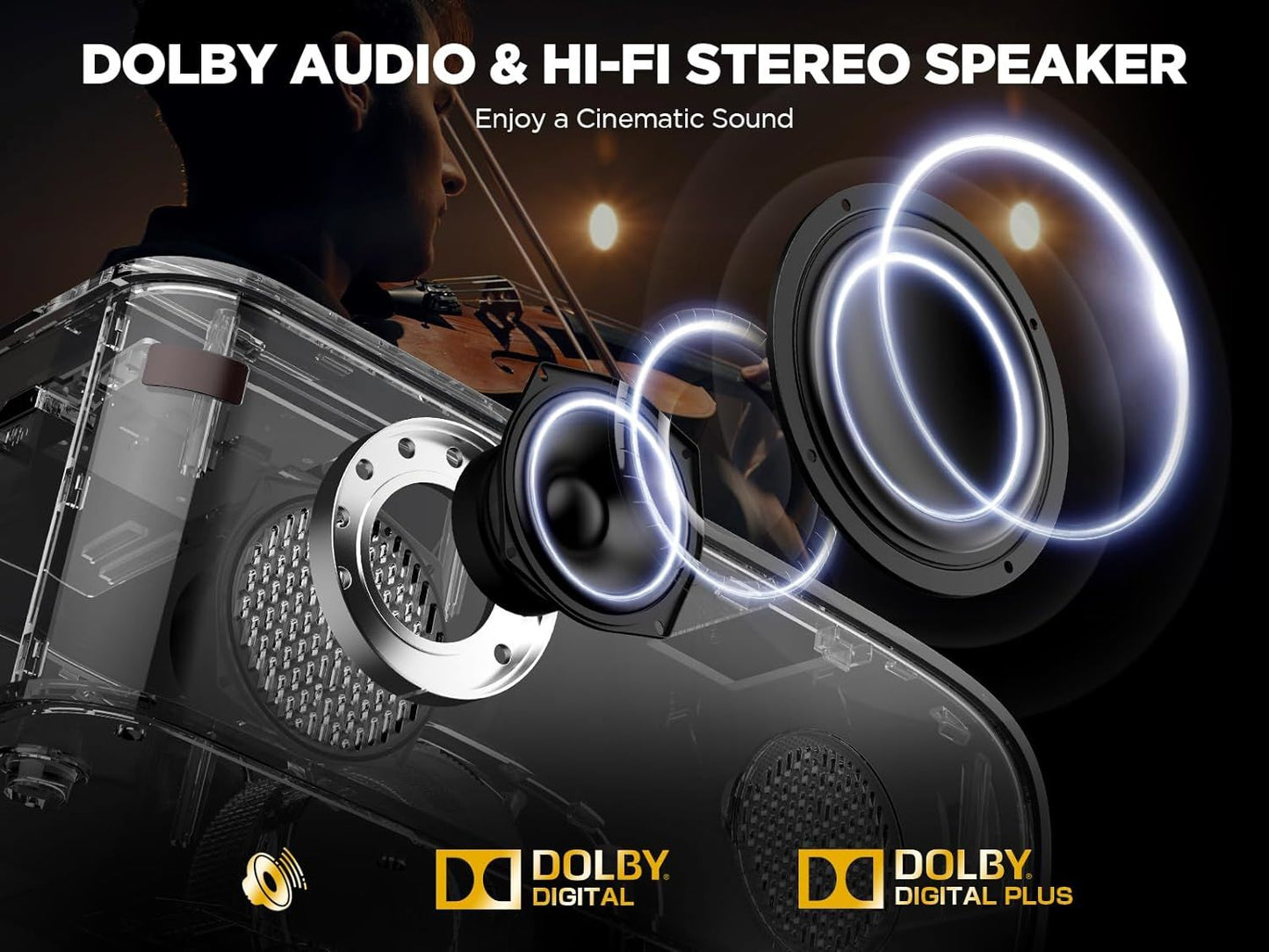 Projector with 5G WiFi and Bluetooth, DBPOWER Native 1080p Movie Projector Built-in Netflix, 500ANSI Portable Smart Projector 4K with Dolby Audio for Outdoor Home Theater