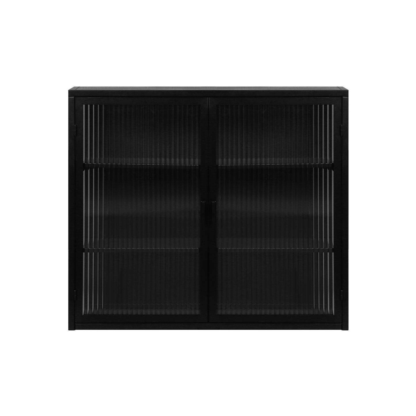 27.56"Glass Doors Modern Two-door Wall Cabinet with Featuring Three-tier Storage for Entryway Living Room Bathroom Dining Room