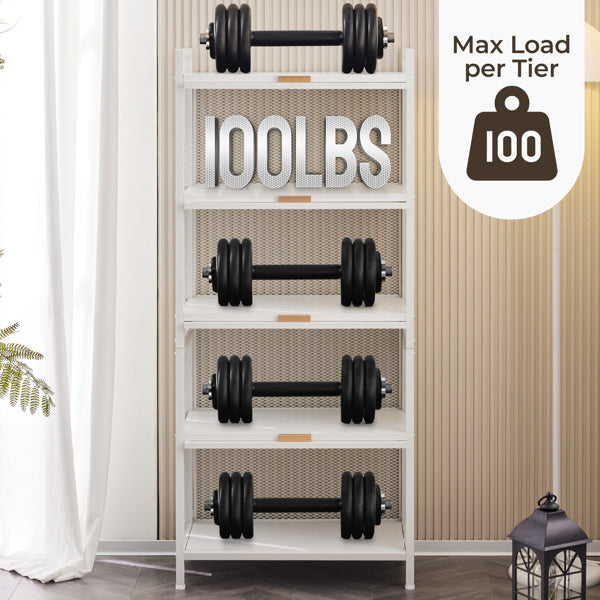 5-layer multifunctional storage cabinet with cabinet door, kitchen bread rack, pantry storage cabinet, microwave rack storage rack, study, living room, bedroom, etc., white