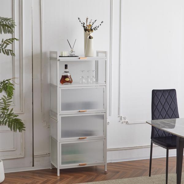 5-layer multifunctional storage cabinet with cabinet door, kitchen bread rack, pantry storage cabinet, microwave rack storage rack, study, living room, bedroom, etc., white