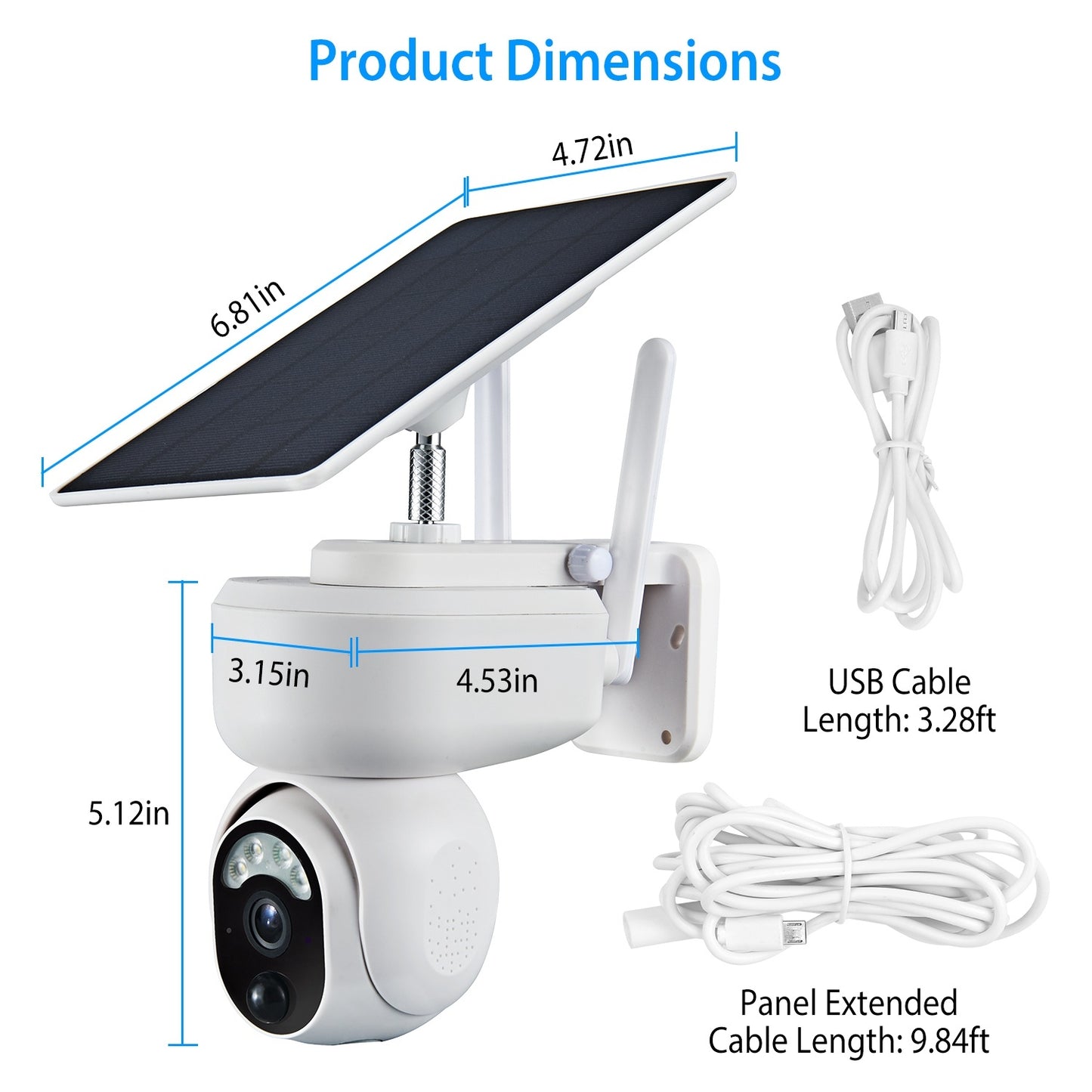 Solar WIFI Security Camera IP66 Waterproof USB Battery Powered 2.4G WiFi Wireless 1080P Surveillance Camera with Flood Light Night Vision Human Detection 2-Way Audio