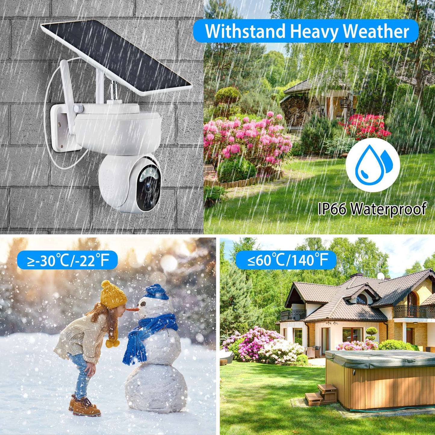 Solar WIFI Security Camera IP66 Waterproof USB Battery Powered 2.4G WiFi Wireless 1080P Surveillance Camera with Flood Light Night Vision Human Detection 2-Way Audio