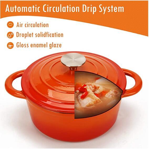 COOKWIN Enameled Cast Iron Dutch Oven with Self Basting Lid;  Enamel Coated Cookware Pot 4.5QT