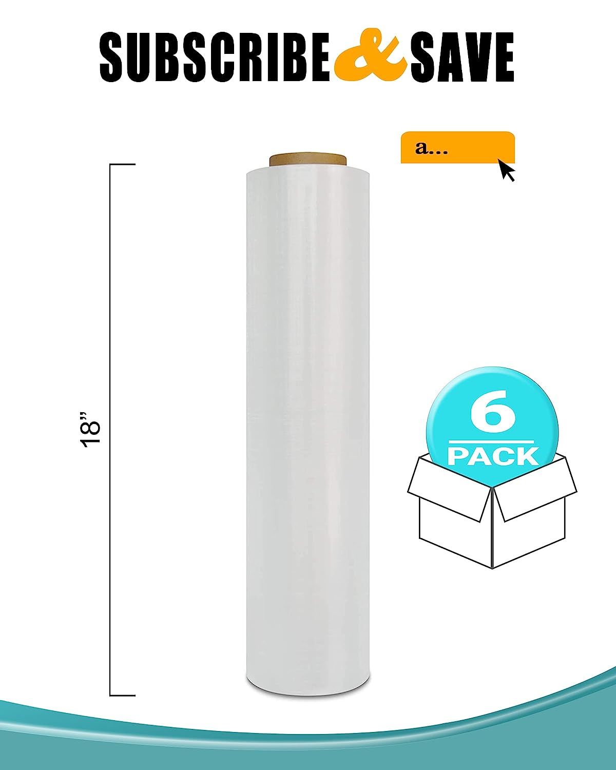 6 Rolls of Food Service Film 18" x 2000' with Cutter Box. PVC Food Wrap Film. Food Service Grade Film for Bakery; Deli; Restaurant; Kitchen. Commercial Grade Film Wrap. Cutter Dispenser.
