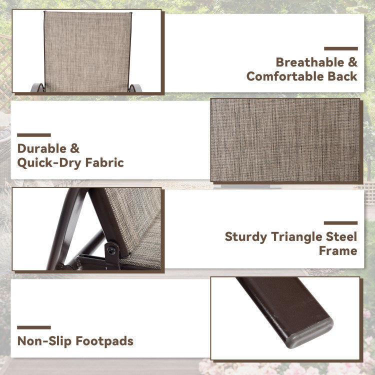 2 Pieces Patio Outdoor Dining Chair with Armrest