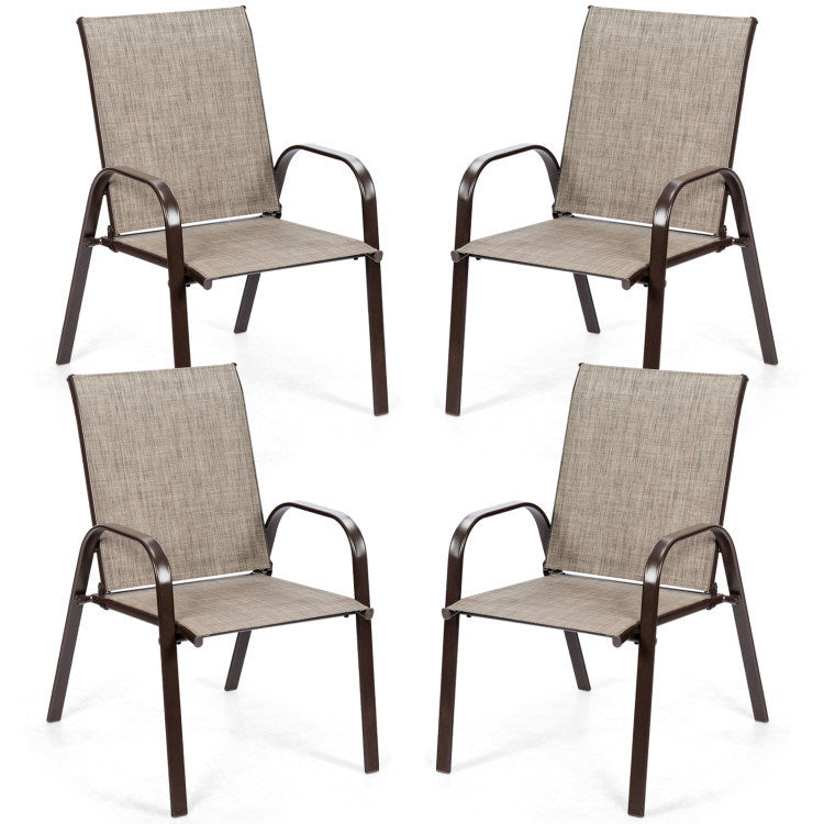 2 Pieces Patio Outdoor Dining Chair with Armrest