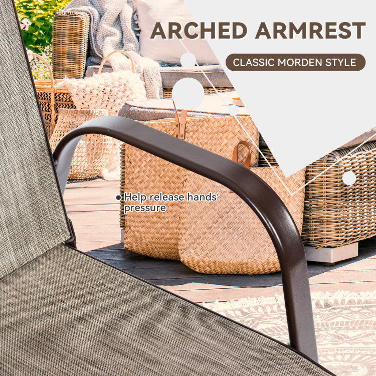 2 Pieces Patio Outdoor Dining Chair with Armrest