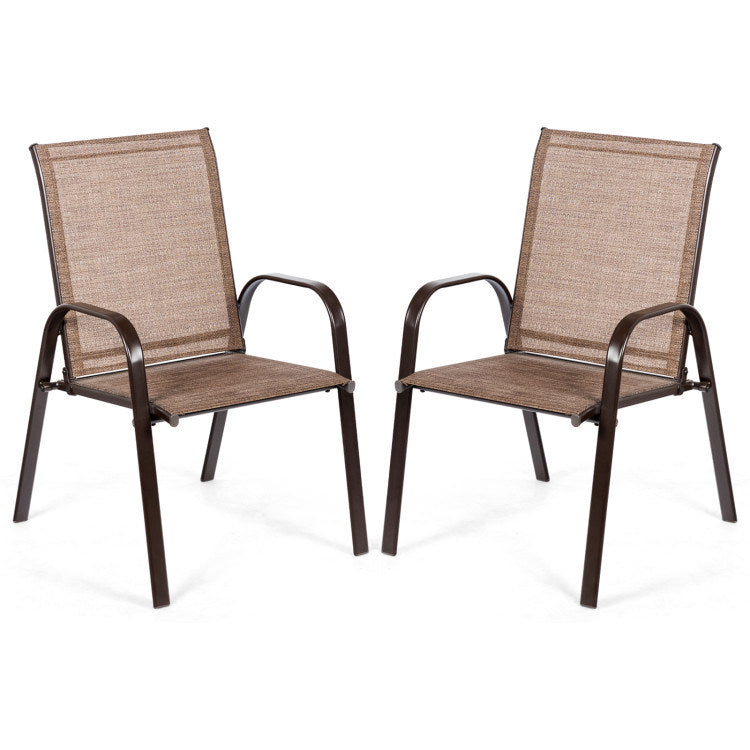 2 Pieces Patio Outdoor Dining Chair with Armrest