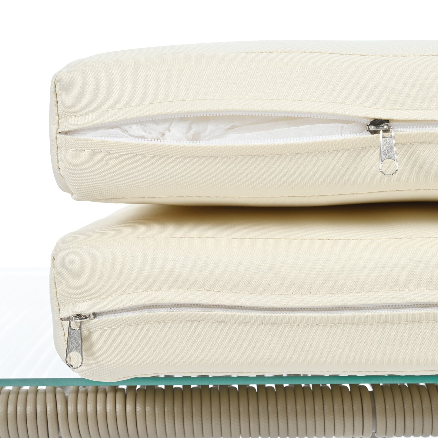 4 Pieces Patio Furniture Set, PE Rattan Wicker 4 Pcs Outdoor Sofa Set w/Washable Cushion and Tempered Glass Tabletop, Conversation Furniture for Garden Poolside Balcony