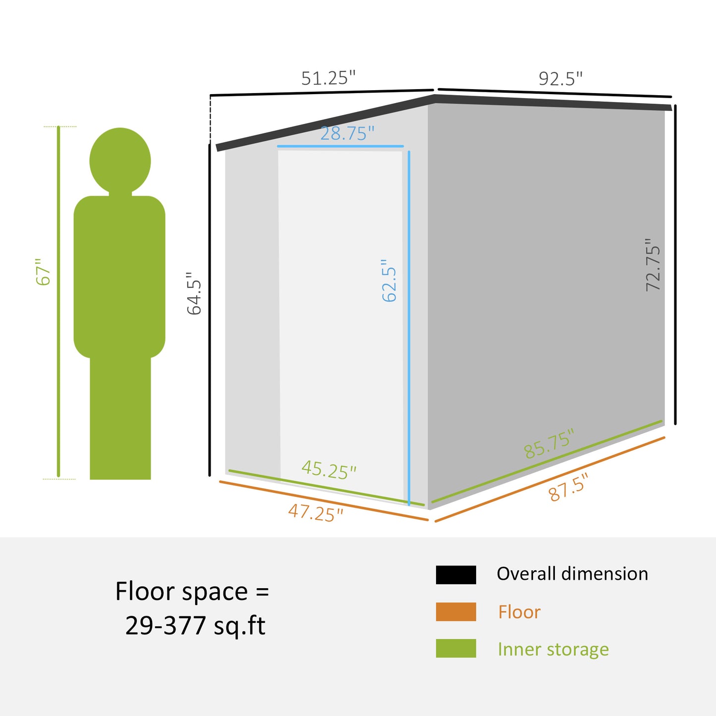 Outsunny 4' x 8' Metal Outdoor Storage Shed, Lean to Storage Shed, Garden Tool Storage House with Lockable Door and 2 Air Vents for Backyard, Patio, Lawn, Dark Gray