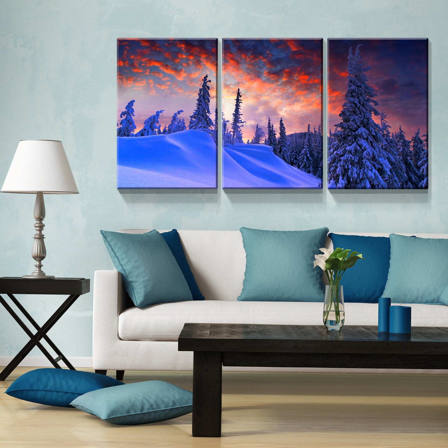 3 Panels Framed Winter Forest Canvas Wall Art Decor,3 Pieces Mordern Canvas Decoration Painting for Office,Dining room,Living room, Bedroom Decor-Ready to Hang