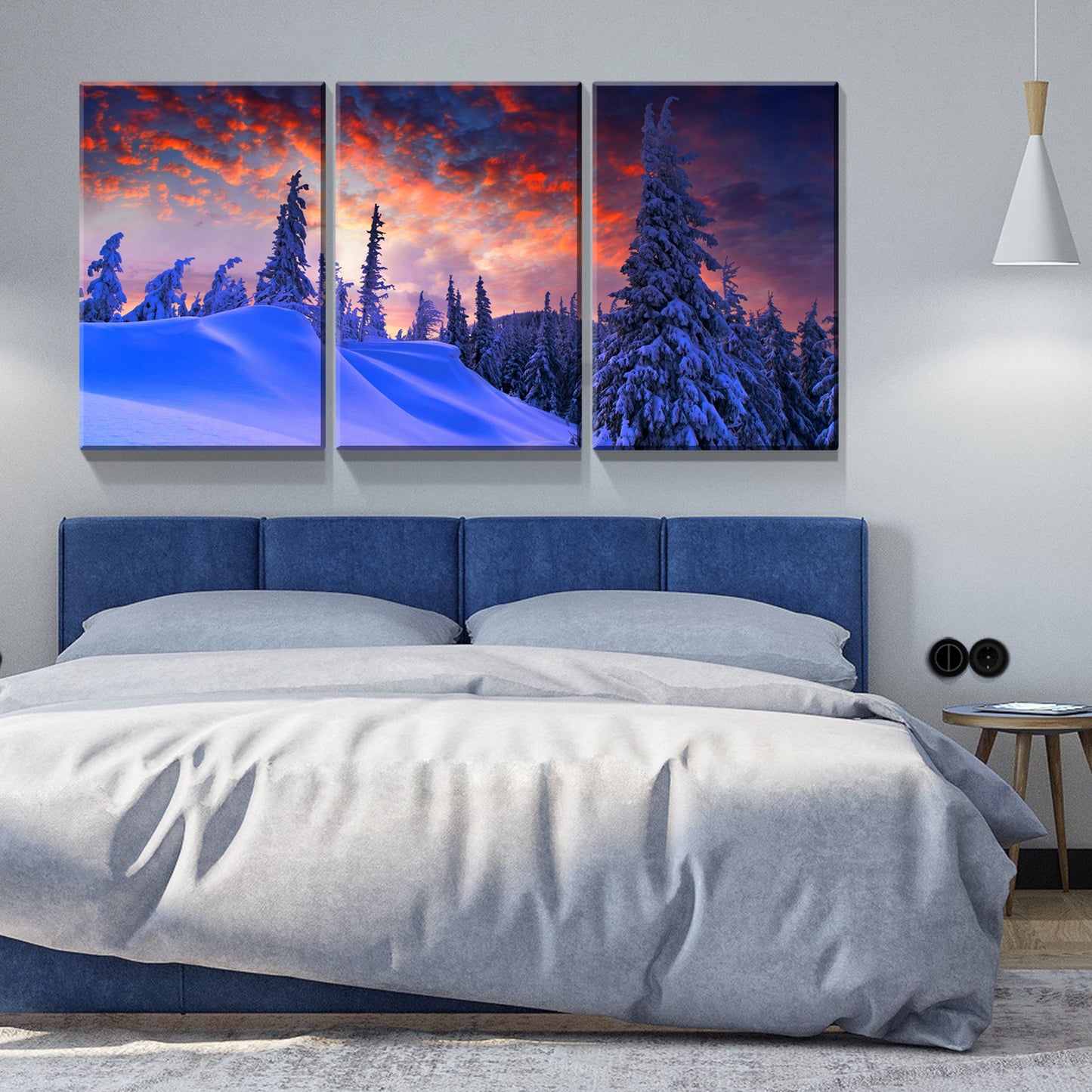3 Panels Framed Winter Forest Canvas Wall Art Decor,3 Pieces Mordern Canvas Decoration Painting for Office,Dining room,Living room, Bedroom Decor-Ready to Hang