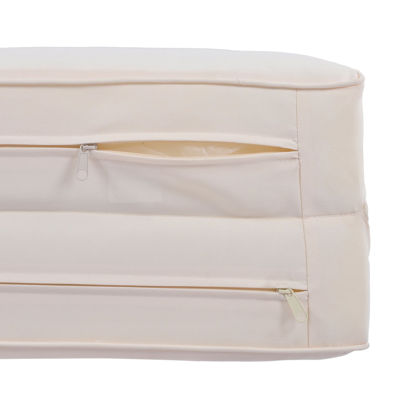 TREXM 2-Piece Outdoor Sunbed and Coffee Table Set, Patio Double Chaise Lounger Loveseat Daybed with Clear Tempered Glass Table for the patio, poolside (Beige Cushion + Natural Rope)