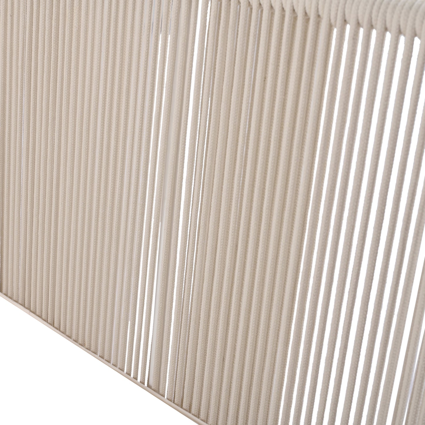 TREXM 2-Piece Outdoor Sunbed and Coffee Table Set, Patio Double Chaise Lounger Loveseat Daybed with Clear Tempered Glass Table for the patio, poolside (Beige Cushion + Natural Rope)